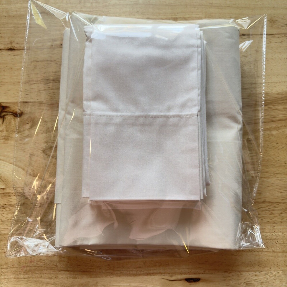 VTG Fabric Design KING Sheets-Cases Flat, 2 Pillowcases, Bone, Cotton Blend‎ NOS